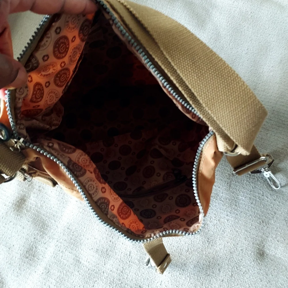 Jinqiaoer Casual Tan Nylon Double Strap Crossbody Or Shoulder Bag